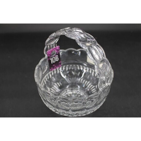 Vintage Polish Fifth Avenue Crystal "Bracelet" 8" Basket with Original Sticker & - Picture 1 of 5